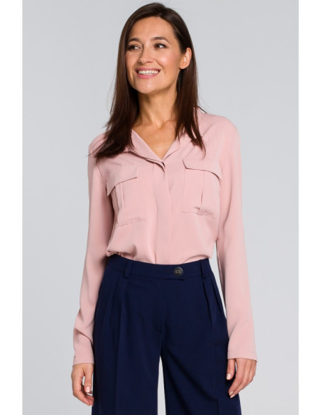 S144 Palaidinė su laisvais marškiniais - pudros mėlyna