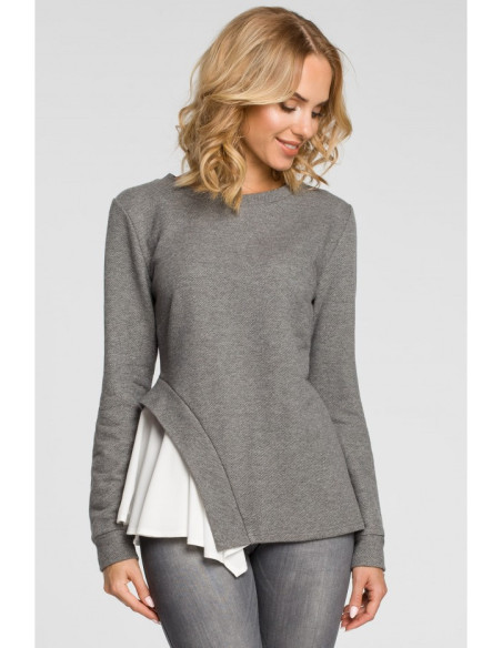 M333 Dvisluoksnė asimetriška palaidinė - pilka