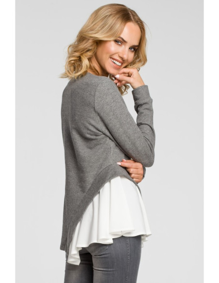 M333 Dvisluoksnė asimetriška palaidinė - pilka