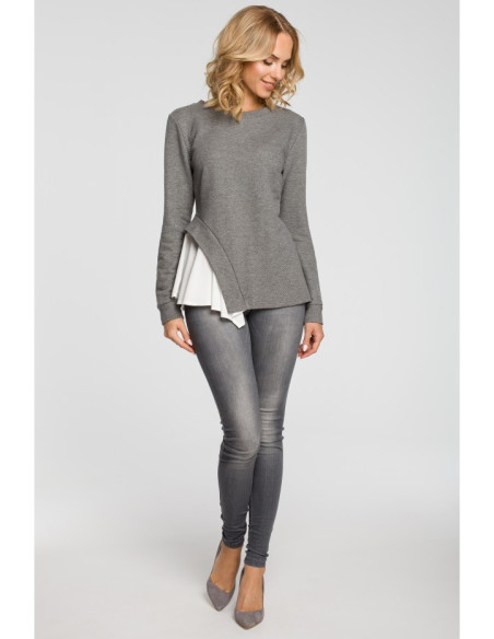 M333 Dvisluoksnė asimetriška palaidinė - pilka