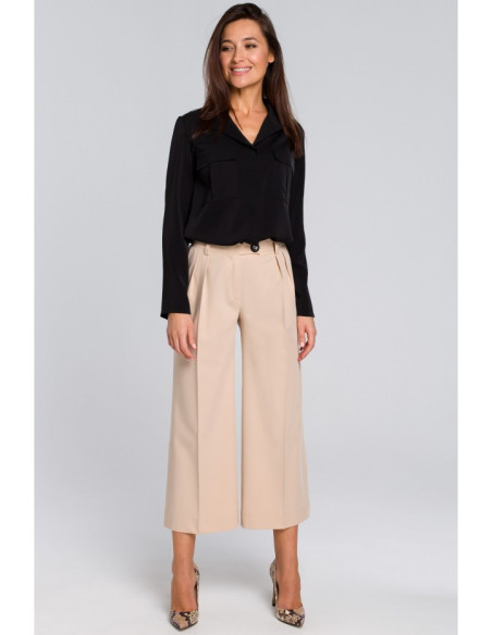 S139 Moteriškos "culotte" kelnės - smėlio spalvos