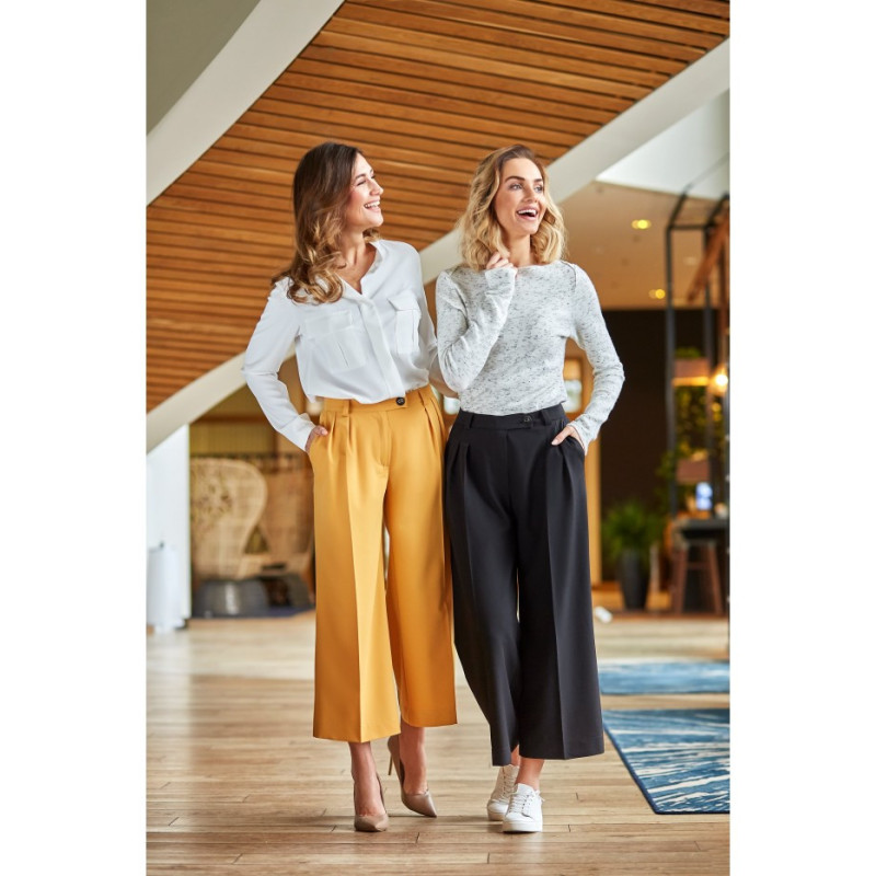 S139 Moteriškos "culotte" kelnės - geltonos 2