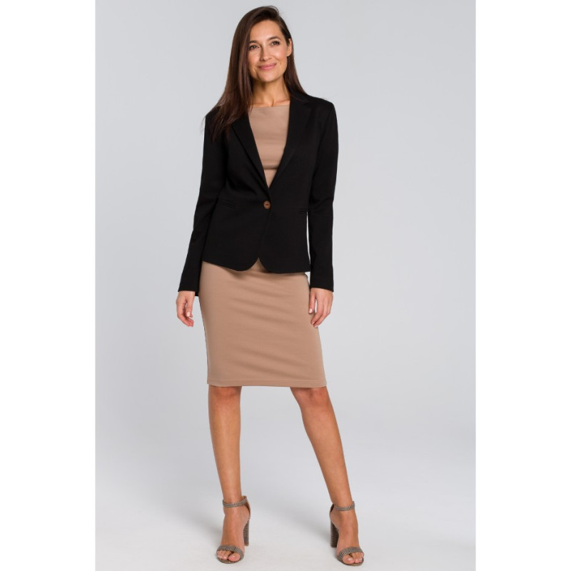 S154 Trumpas stilingas užsegamas švarkas - juodas 2