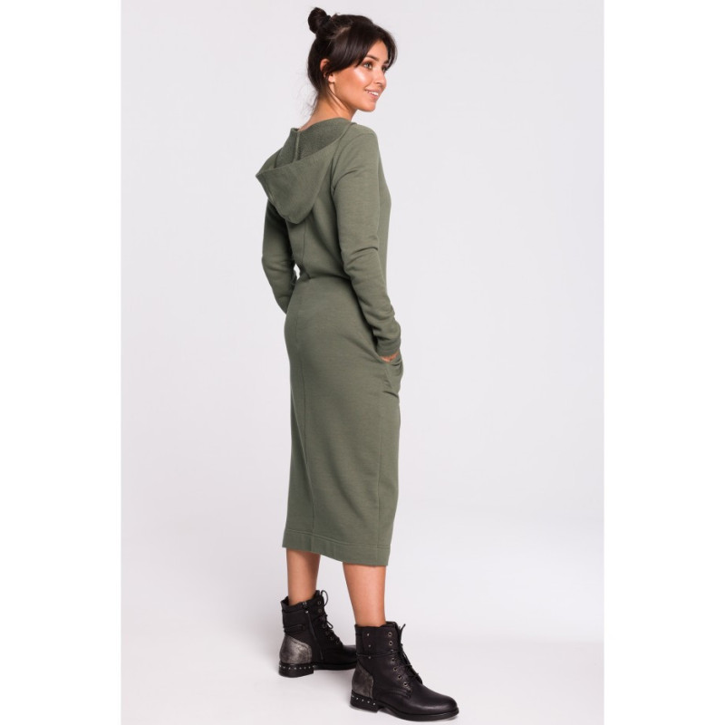 B128 Maxi suknelė su gobtuvu - chaki spalvos 2