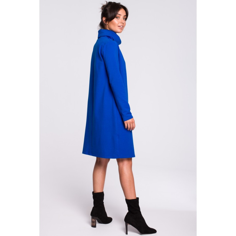 B132 Suknelė aukšta apykakle - rugiagėlių mėlyna 2