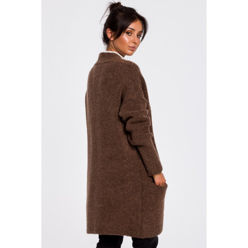 BK034 Paprastas megztinis su kišenėmis - karamelė 2