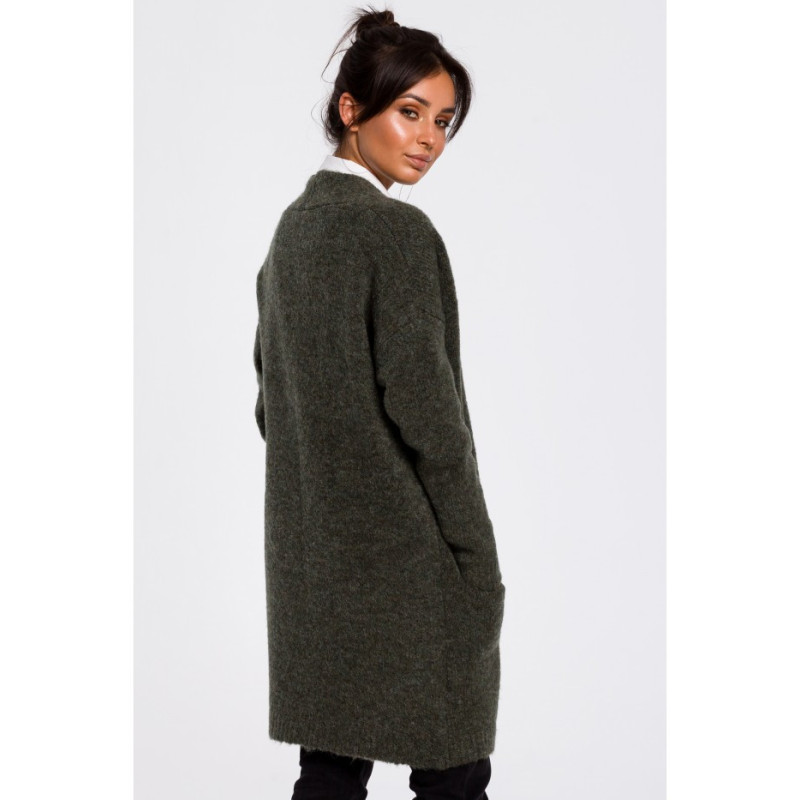 BK034 Paprastas megztinis su kišenėmis - žalias 2