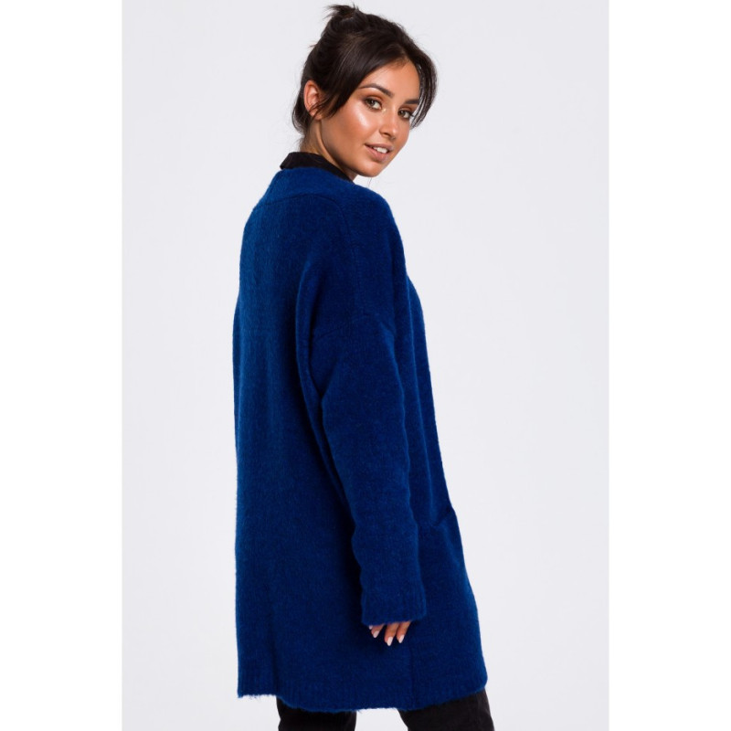 BK034 Paprastas megztinis su kišenėmis - safyrinis 2