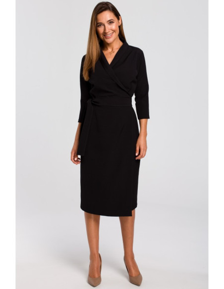S175 Vokinė suknelė su juosmens diržu - juoda