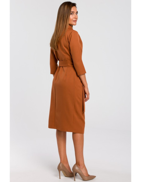 S175 Vokinė suknelė su juosmens diržu - raudona