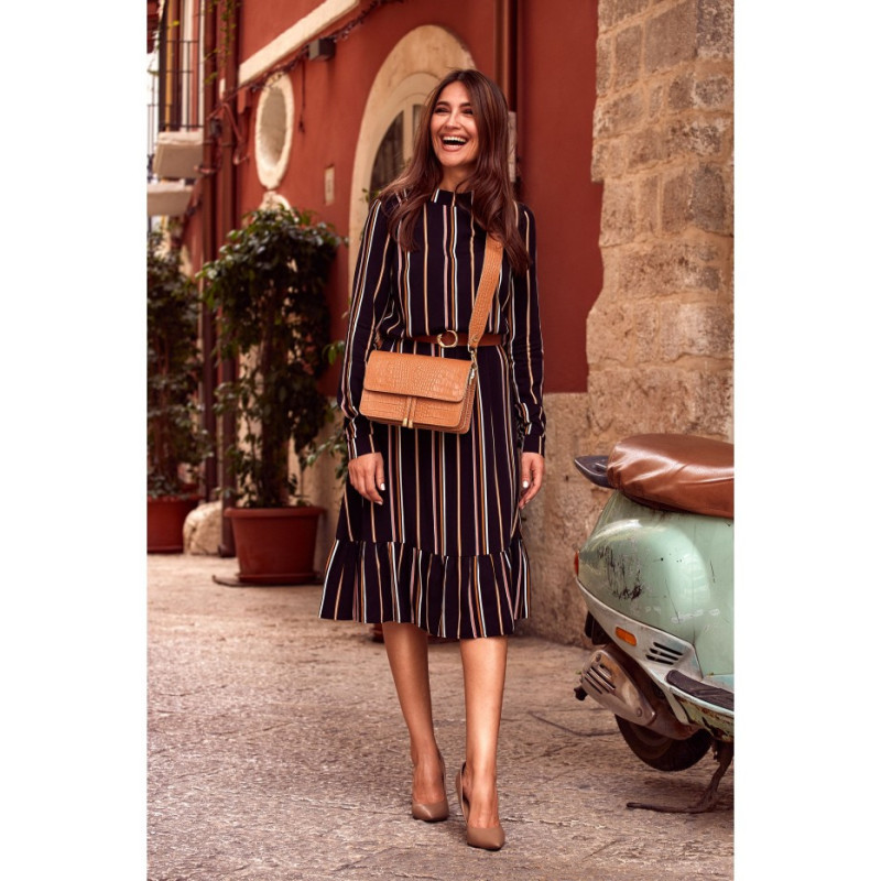 S182 Dryžuota suknelė su diržu - 1 modelis 2