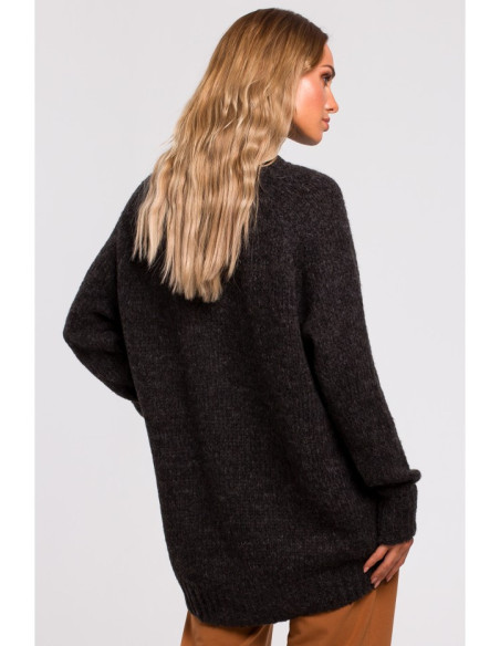 M468 Asimetriškas džemperis su pusiau užtrauktuku - grafitinis