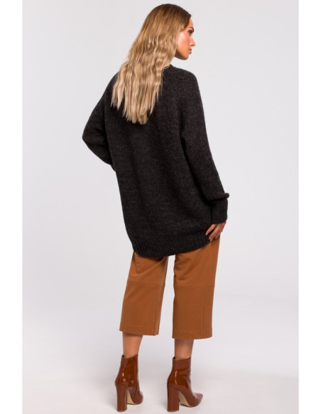 M468 Asimetriškas džemperis su pusiau užtrauktuku - grafitinis