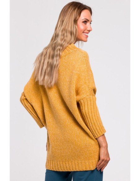 M470 Šiltas džemperis su pusiau golfu - medus