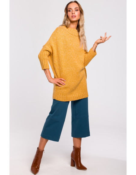 M470 Šiltas džemperis su pusiau golfu - medus