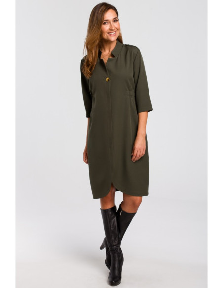 S189 Švarkas suknelė su guma - chaki spalvos