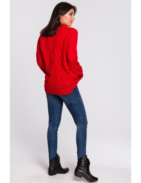 BK038 Pintas megztinis - raudonas