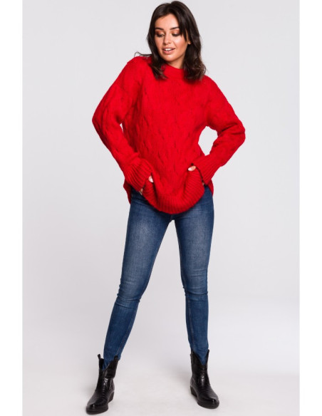 BK038 Pintas megztinis - raudonas