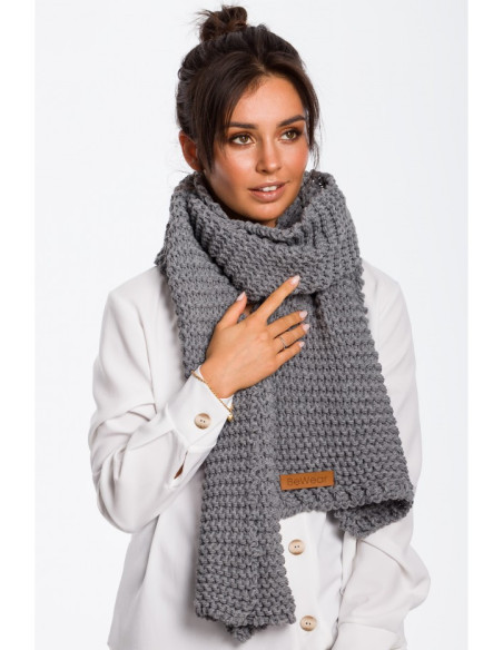 BK041 Ilgas šalikas su lopais - pilkas