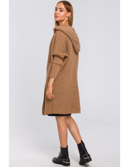 M475 oversize megztinis su gobtuvu - kupranugario spalvos