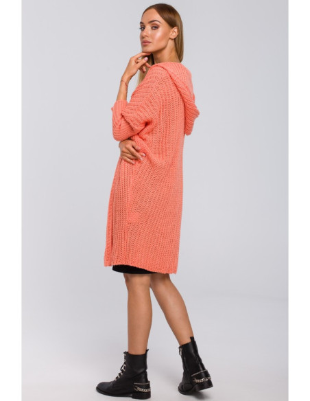 M475 oversize megztinis su gobtuvu - persikinis