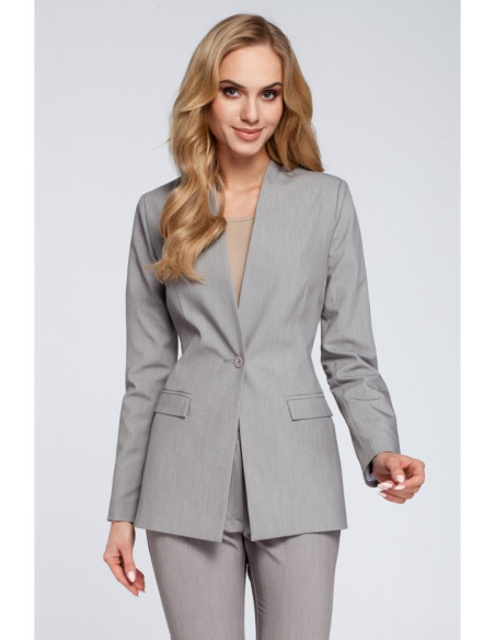 M304 Stilingas elegantiškas užsegamas švarkas - pilkas