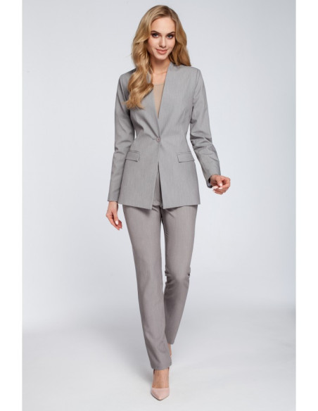 M304 Stilingas elegantiškas užsegamas švarkas - pilkas