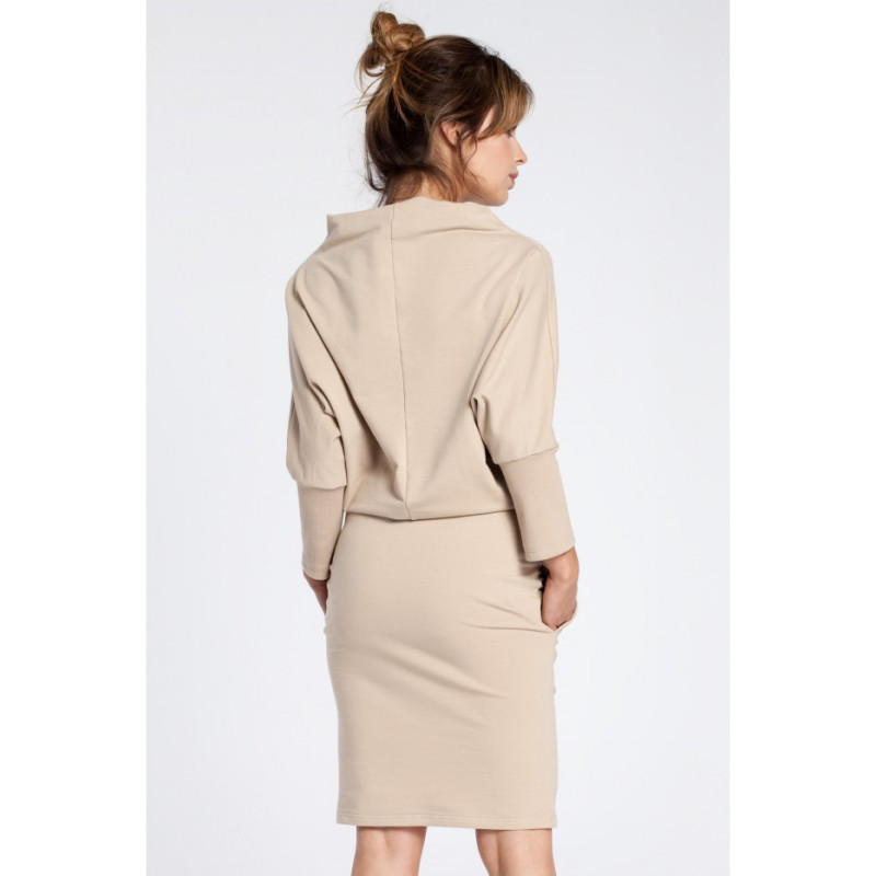 B032 Stilinga mini suknelė kimono rankovėmis - smėlio... 2