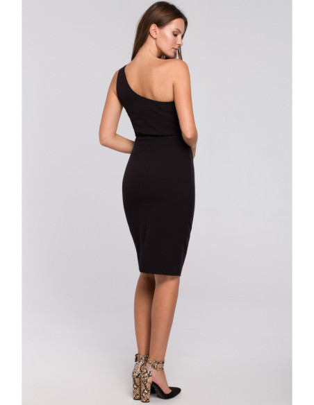 K003 Suknelė ant vieno peties - juoda