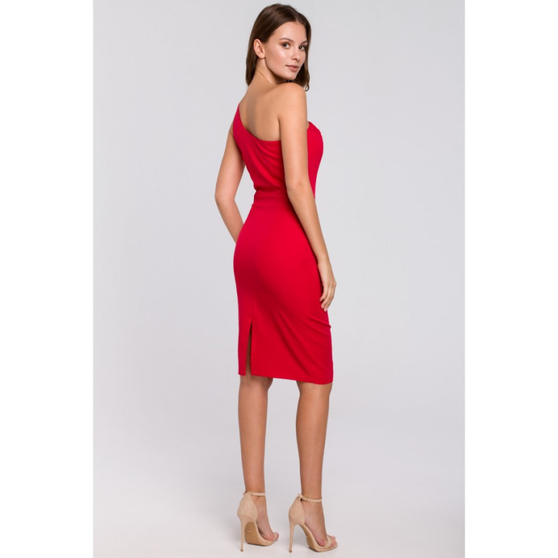 K003 Suknelė ant vieno peties - raudona 2