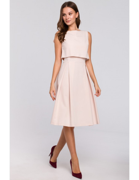 K005 Mirksinti suknelė su sparnais - smėlio spalvos