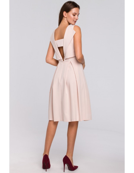 K005 Mirksinti suknelė su sparnais - smėlio spalvos