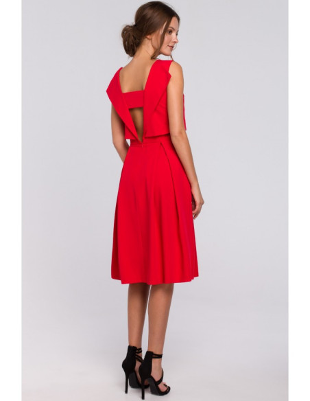 K005 Plėšyta suknelė su sparnais - raudona