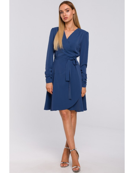 M487 Suknelė su užrišamu liemeniu - mėlyna