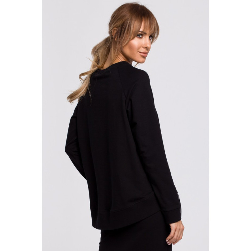 M492 Džemperis su sagtimis ir juostelėmis - juodas 2