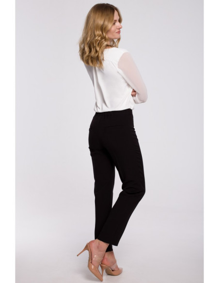 K055 Sklandžios cigaretės formos kelnės - juodos spalvos