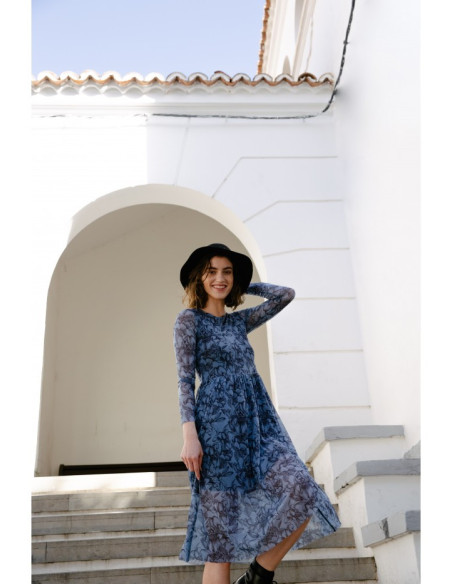 K064 Raštuota tinklinė platėjanti suknelė - 1 modelis