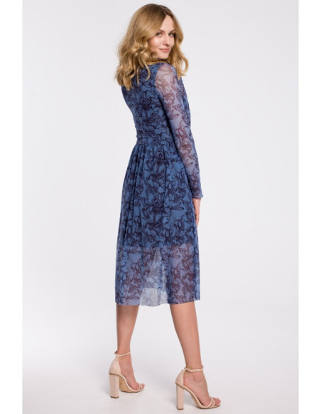 K064 Raštuota tinklinė platėjanti suknelė - 1 modelis