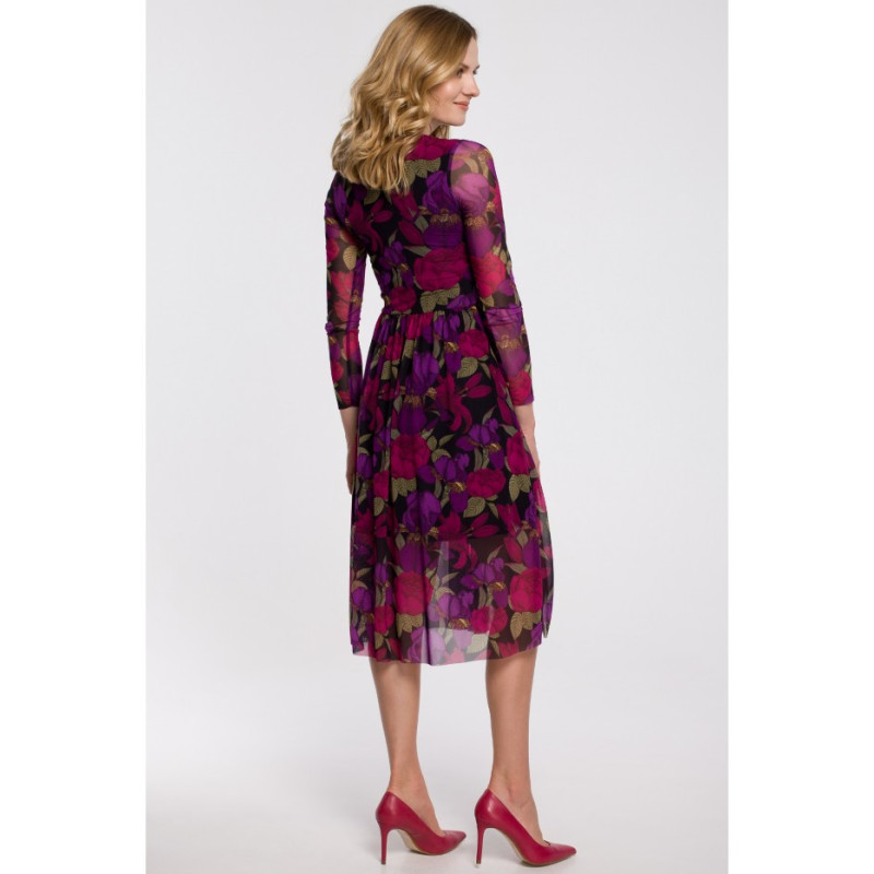 K064 Raštuota tinklinė platėjanti suknelė - 2 modelis 2