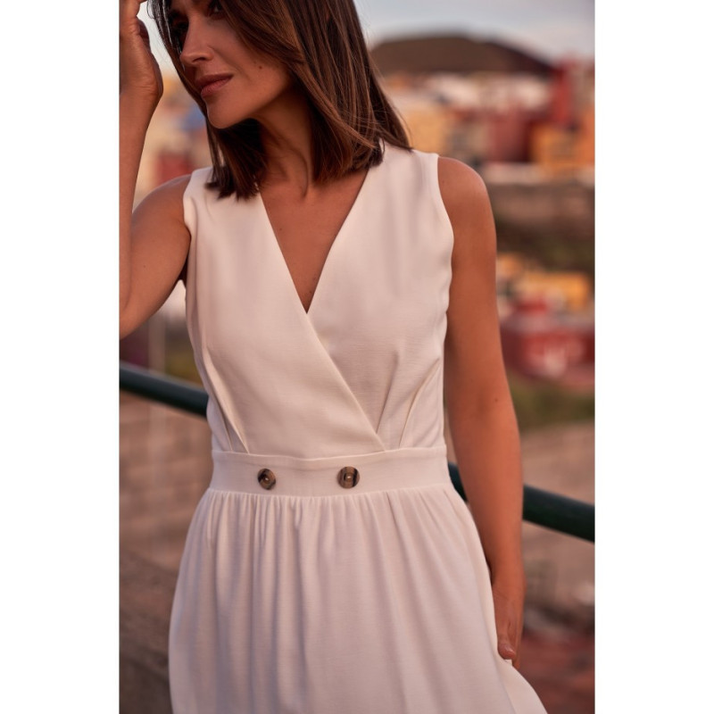 S224 Suknelė be rankovių su platėjančia apačia - ecru... 2