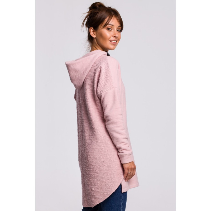 B176 Asimetriškas džemperis su gobtuvu - pudros mėlyna 2