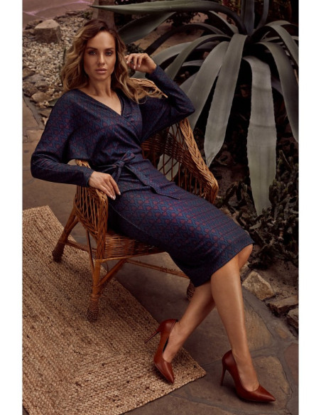 M524 Suknelė su voko formos viršumi ir raštu - 3 modelis