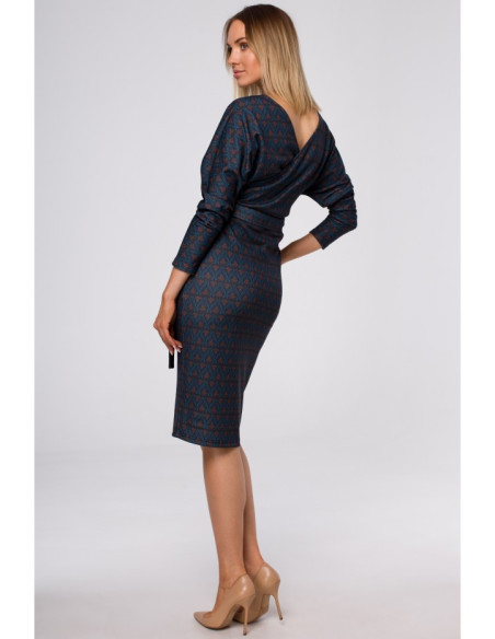 M524 Suknelė su voko formos viršumi ir raštu - 3 modelis