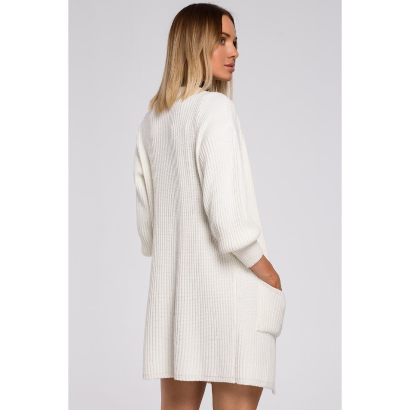 M538 Dryžuotas megztinis su kišenėmis - ekru spalvos 2