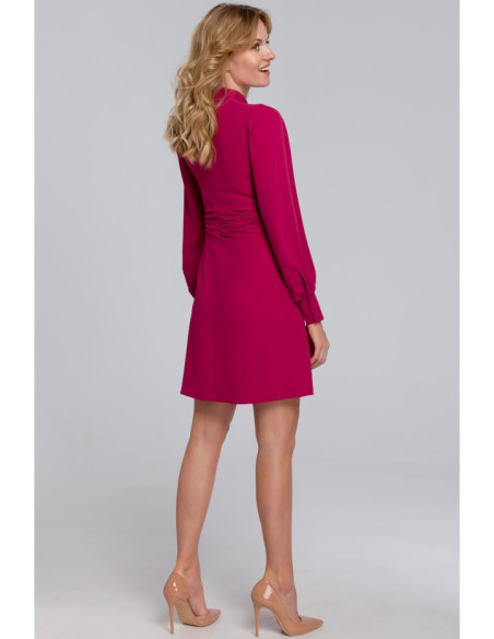 K078 Suknelė su raukšlėtu diržu - slyvinė