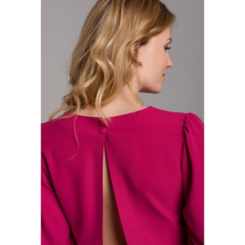 K079 Midi suknelė su aukštais rankogaliais - slyvinė 2