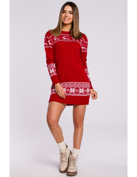 MXS02 Suknelė su kalėdiniu motyvu - raudona