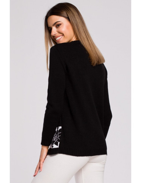 MXS04 Kalėdinis džemperis su šiaurės elniais - juodas