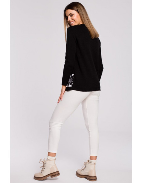 MXS04 Kalėdinis džemperis su šiaurės elniais - juodas