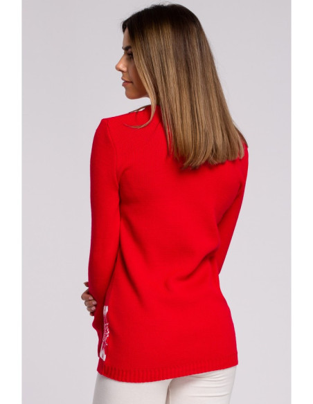 MXS04 Kalėdinis džemperis su šiaurės elniais - raudonas